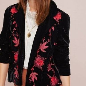 Anthropologie ETT:TWA L Velvet Blazer